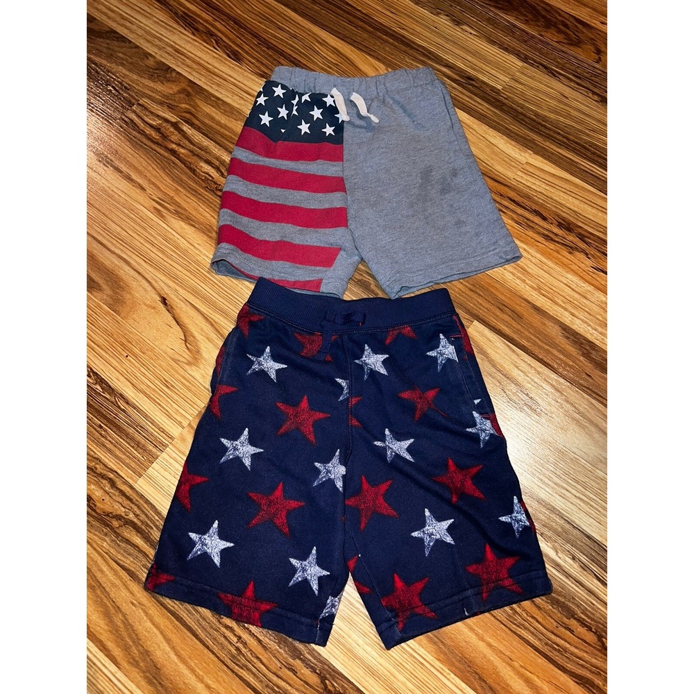 TCP Children's Place Walmart Boys Cotton Shorts American Flag Sz 5T Lot Of 2